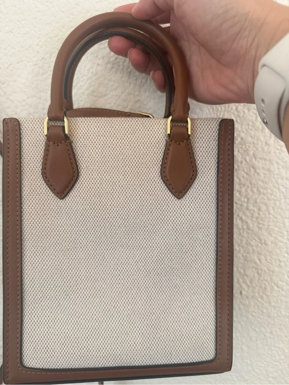 kate spade Cream and Brown Structured Mini Tote